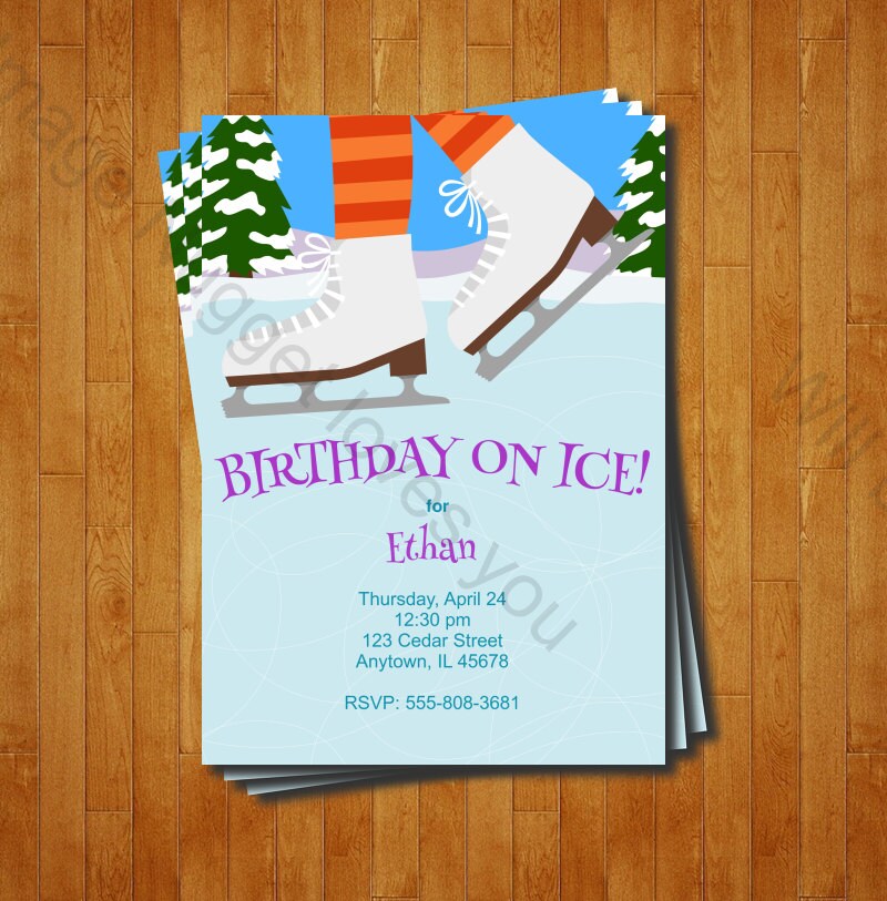 Glace Patinage Party Invitation Invitation Anniversaire A Etsy France