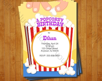 Popcorn Movie Invite - Etsy
