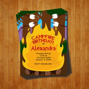 Campfire Invitation - Printable Birthday Invite for a Rustic Camping ...
