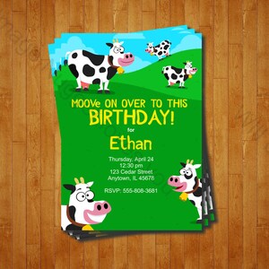 Cow Party Invitation printable birthday invite for a Farm Birthday Party image 1