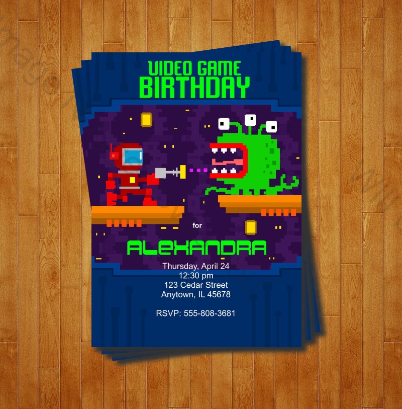 Video Game Birthday Invitation Printable Design, Customizable, Instant ...