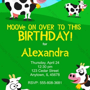 Cow Party Invitation printable birthday invite for a Farm Birthday Party image 2