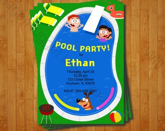 Piscina partido partido invitación - invitación de cumpleaños para imprimir para una fiesta de cumpleaños