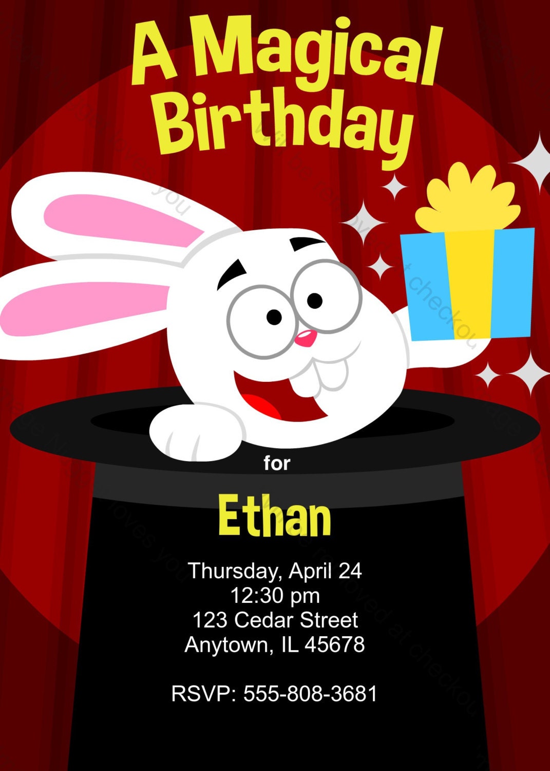 Lapin De Magiciens Dans Un Chapeau Birthday Party Invitation Etsy Lapin De Magiciens Dans Un Chapeau Birthday Party Invitation Etsy