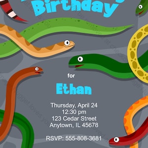 Snakes Birthday Invitation Printable Design Customizable | Etsy