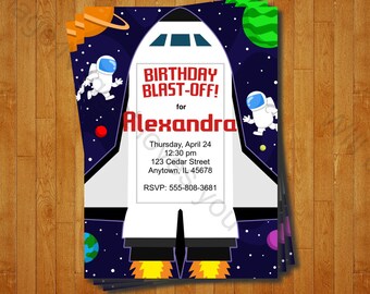 Space Shuttle Party Invitation - printable birthday invite for an Astronaut Birthday Party