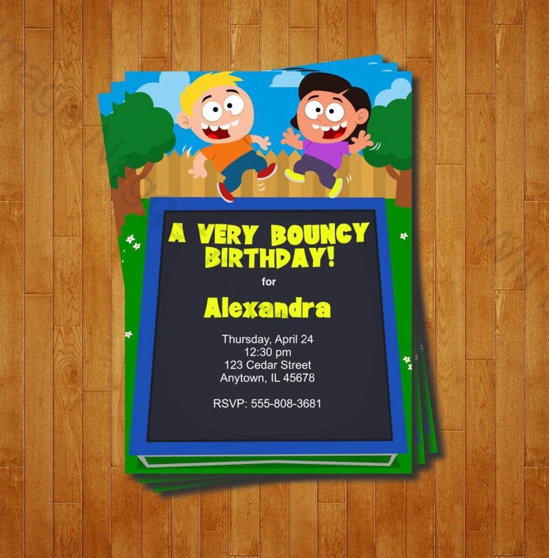 Trampoline Party Invitation Printable Birthday Invite for a Trampoline