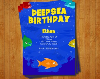 Fish Party Invitation - printable birthday invite for an Ocean Birthday Party