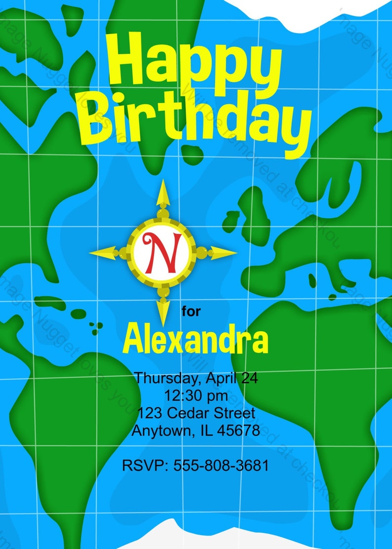 World Map Birthday Party Invitation Printable Birthday Etsy Australia