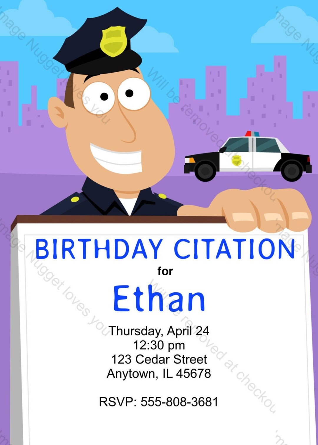Police Birthday Invitation - Printable Design, Customizable, Instant ...
