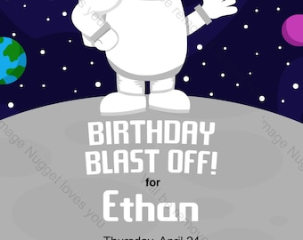Astronaut Birthday Invitation - printable design, customizable, instant download For Boys or Girls Birthday Outer Space Party