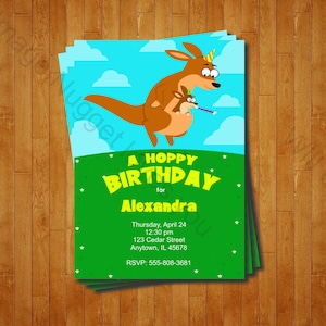 Kangaroo Party Invitation - printable birthday invite for an Australian Kangaroo Birthday Party