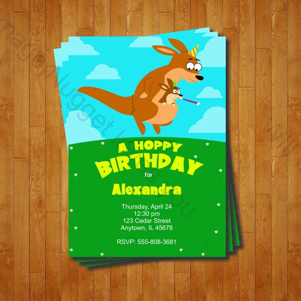 Kangaroo Party Invitation - printable birthday invite for an Australian Kangaroo Birthday Party