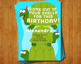 Turtle Party Invitation - printable birthday invite for a Turtle Birthday Party