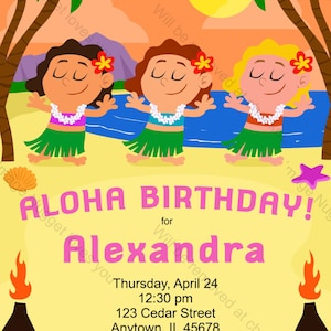 Hawaiian Luau Birthday Invitation - printable design, customizable, instant download For Boys or Girls Tiki Luau Birthday Party