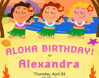 Hawaiian Luau Birthday Invitation - printable design, customizable, instant download For Boys or Girls Tiki Luau Birthday Party