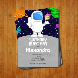 Astronaut Party Invitation - printable birthday invite for a Birthday Outer Space Party