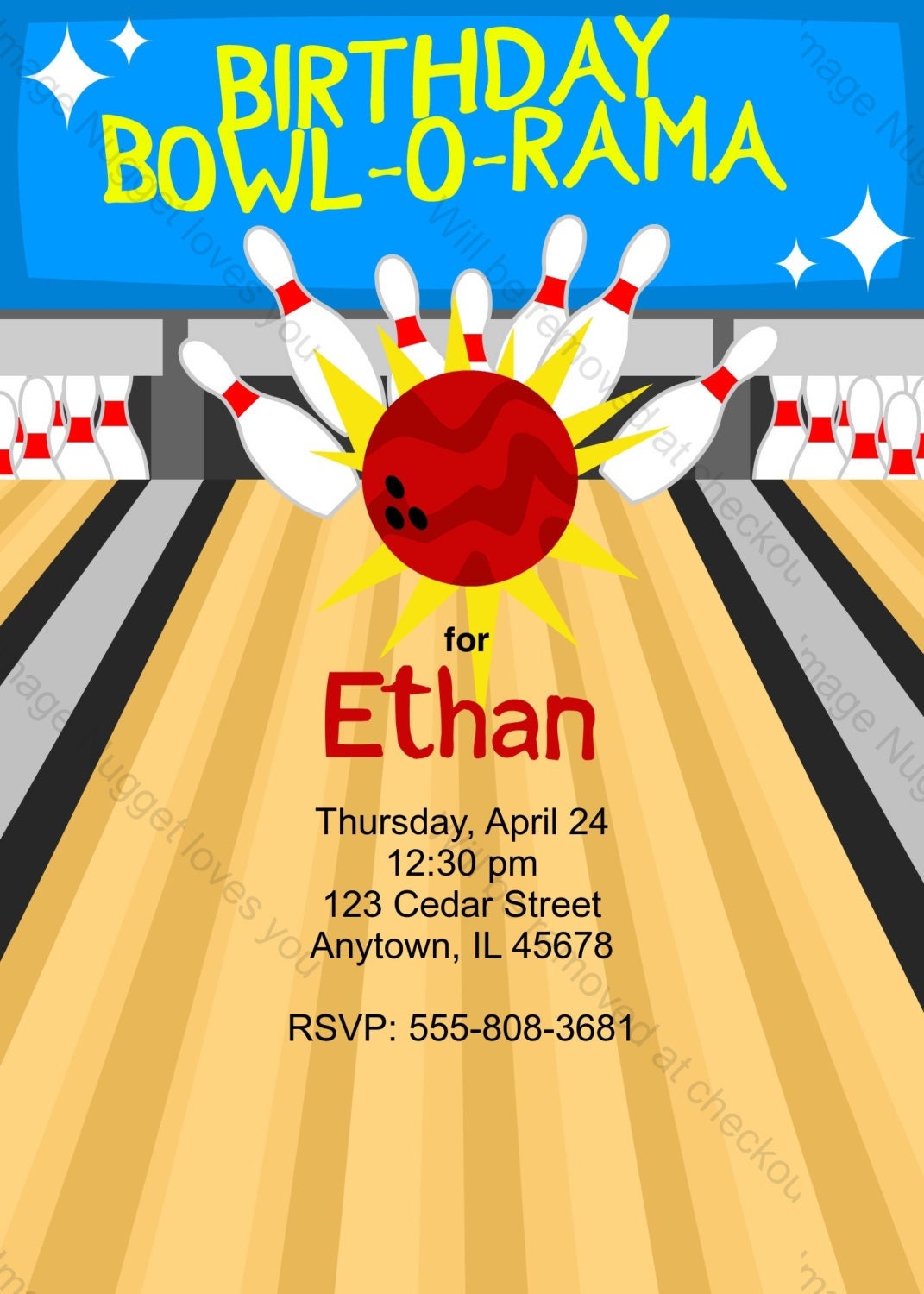 Bowling Birthday Invitation PRINTABLE Design Customizable Etsy