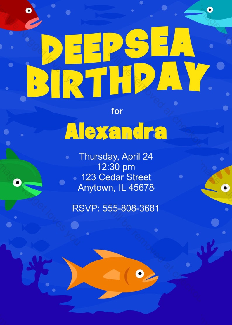 Fish Party Invitation Printable Birthday Invite for an Ocean Birthday