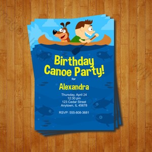 Canoe Birthday Invitation printable design, customizable, instant download For Boys or Girls Lake or River Canoe Party image 2