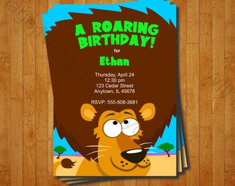 Lion Party Invitation - printable birthday invite for a Jungle Birthday Party