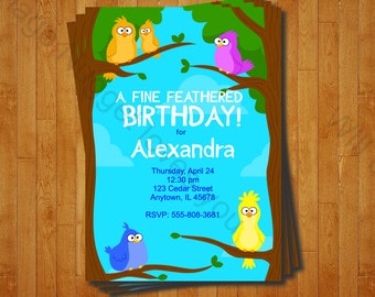 Invitación del partido - invitación de cumpleaños para imprimir para una fiesta de cumpleaños temática de pájaro de los pájaros
