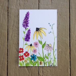 Série de verão de Michigan, cartão de flores silvestres em aquarela pintado à mão