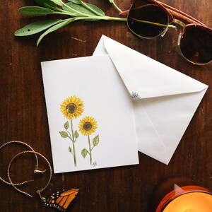 Cartes de tournesol |fait à la main|art original|fleurs|nature|plantes|aquarelle|michigan|jaune