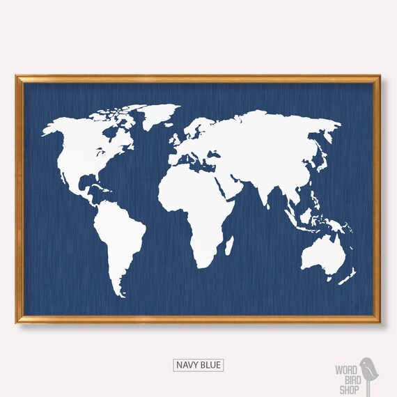 Items similar to World Map Poster, up to 24x36 inches, Linen Texture ...
