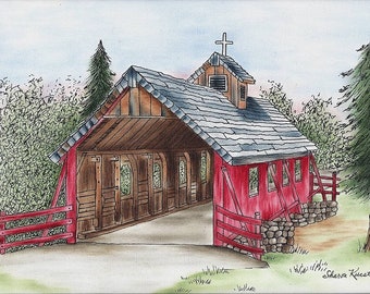 E PACKET Pen &  Ink Oil Rouging - Joshua's Crossing Bridge, Art Kit, Painting Kit, Instructional Painting Packet, Bridge Pattern