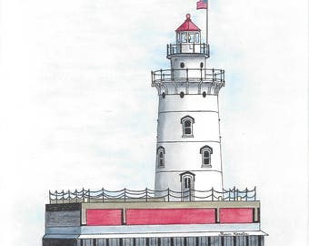 E PACKET Pen & Ink Oil Rouging - Harbor Beach Lighthouse, Art Kit, Painting Kit, Instructional Painting Packet, Lighthouse Pattern