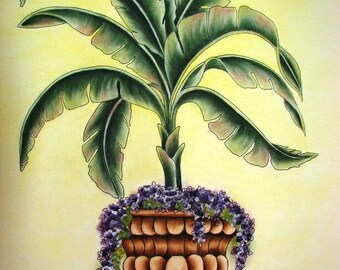 E PACKET Pen & Ink Oil Rouging - Beach Scene Painting Pattern, Art Kit, Painting Kit, Instructional Painting Packet, Palm Tree E Packet