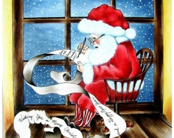 E PACKET Pen & Ink Oil Rouging - Santa Painting Pattern, Art Kit, Painting Kit, Instructional Painting Packet, Christmas E Packet