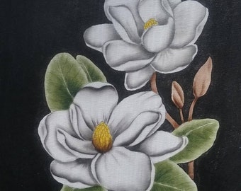 E PACKET Pen & Ink Oil Rouging - Magnolia, Flower E packet, instructional painting packet, art kit, oil painting kit, acrylic painting kit