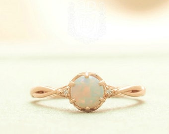 Opal ring , Opal engagement ring natural diamonds made with your choice of 14k rose gold, white gold, yellow gold