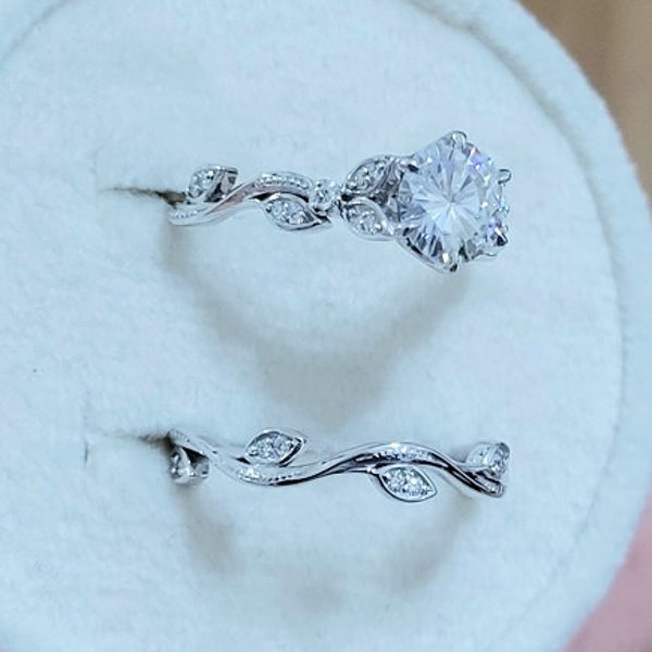 Leaf Engagement Ring Etsy