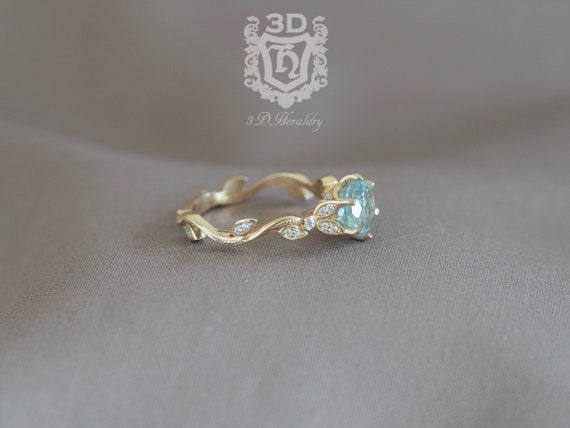 14k Gold Genuine Aquamarine Beaded Milgrain Anniversary Ring - White, Yellow or Rose Gold 14k Gold Genuine Aquamarine Beaded Milgrain Anniversary Ring - White, Yellow or Rose Gold