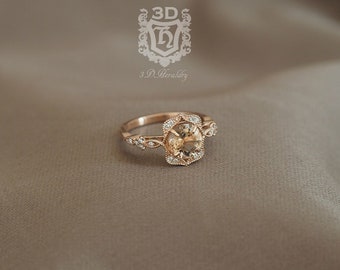 Morganite ring ,  Morganite engagement ring, Morganite and diamond ring made in your choice of 14k rose gold, white gold, yellow gold