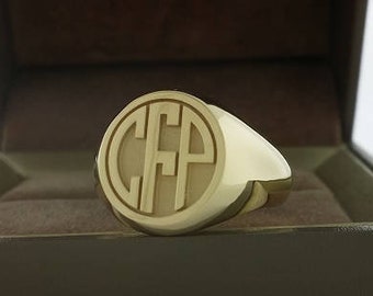 Monogram ring, mens ring, signet ring