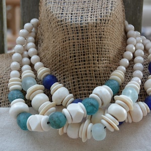 Shades of Blue Statement Necklaces | African Glass Trade Beads | BOHO Necklace | Statement Necklace