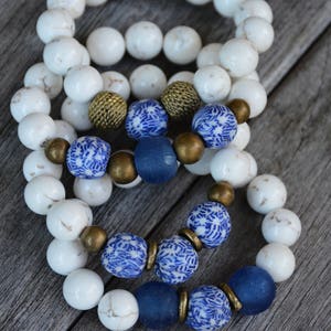 African Trade Bead Bracelets (Blue)