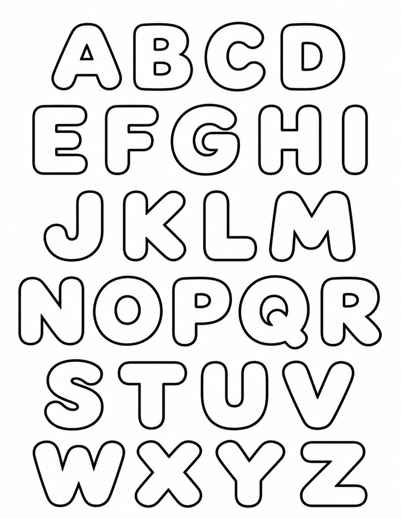 Alphabet and Numbers Coloring Pages Bundle, Uppercase A–Z and 1–9, 2 ...