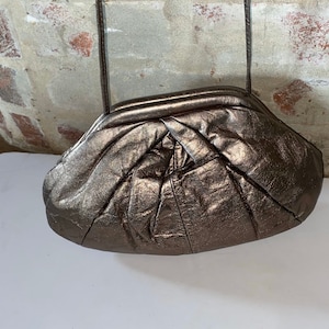 Samir Vintage Small Metallic Bronze Soft Leather Pleated Shoulder Bag