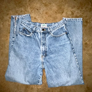 Vintage 80s Palmetto Light Wash Blue Denim Jeans High Waist Tapered Size 9 Made in USA