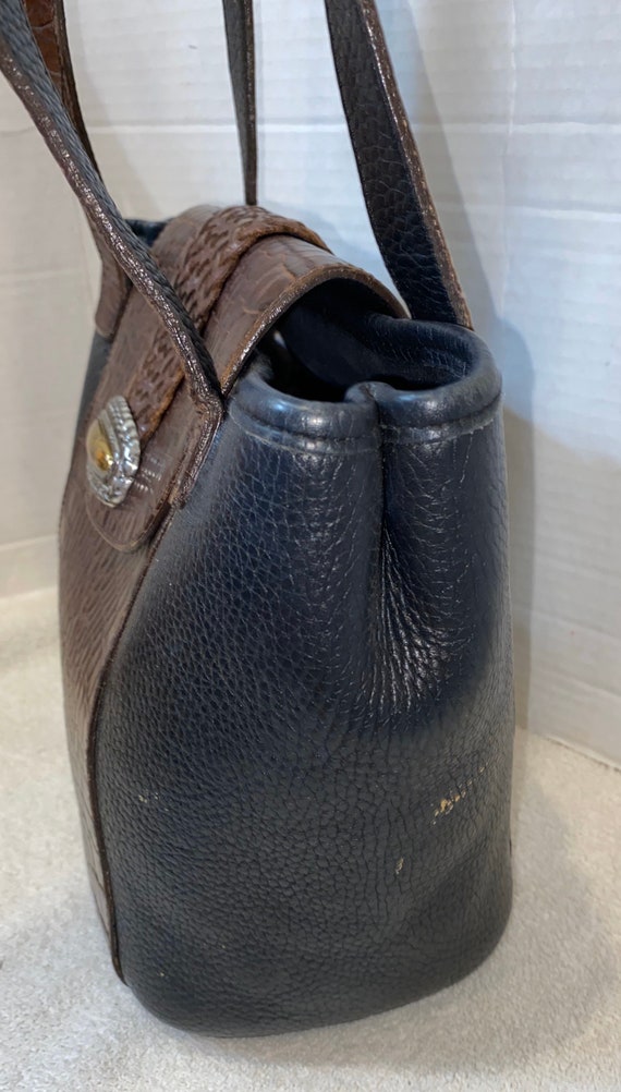 Brighton, black leather and brown Lizard embossed… - image 3