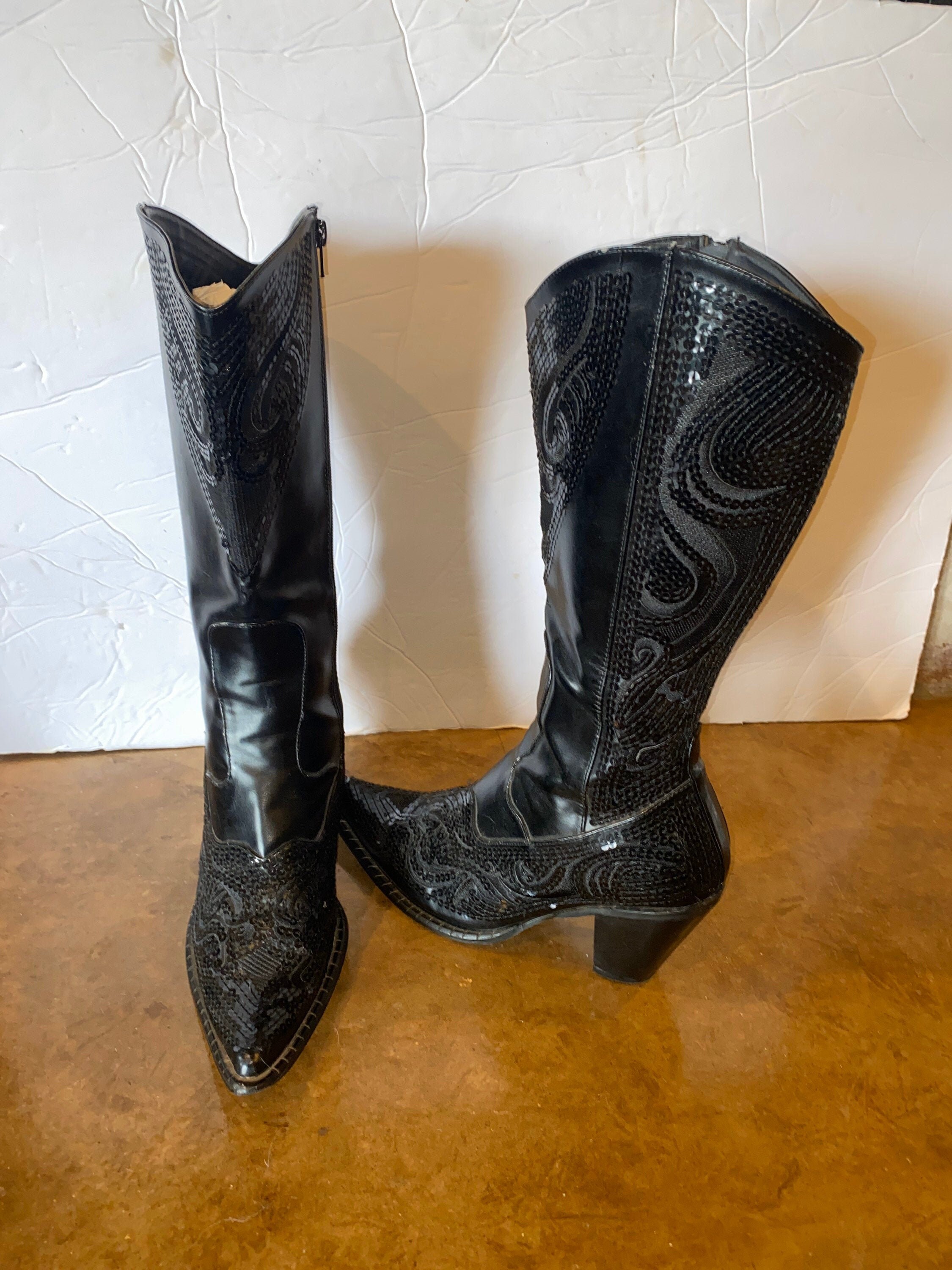 Sequin Boots - Etsy