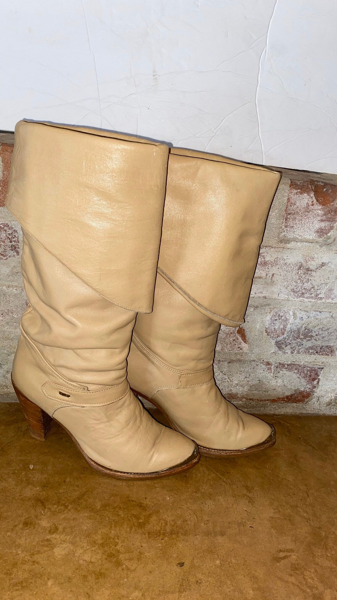 Dingo 70'S Beige Leather Mid Calf or Knee High Boots With - Etsy