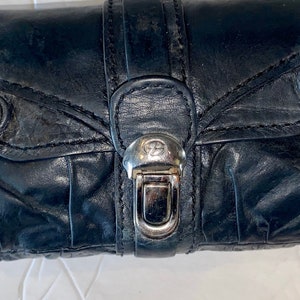 Vintage Women&#39;s Frances Cobiasia Snap Close Black Soft Leather Tri Fold Wallet