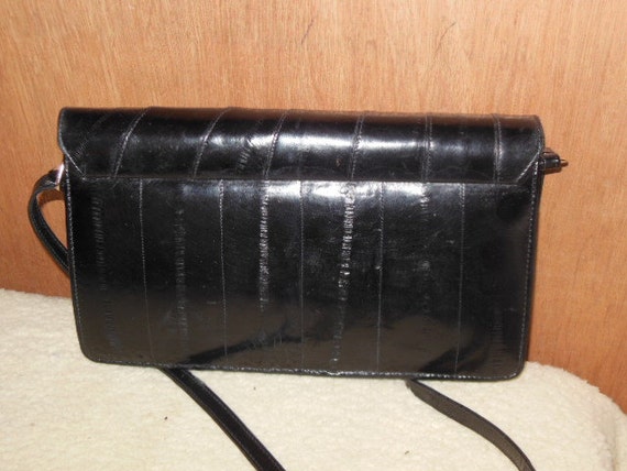 Vintage, black eelskin, shoulder bag, handbag, pe… - image 2