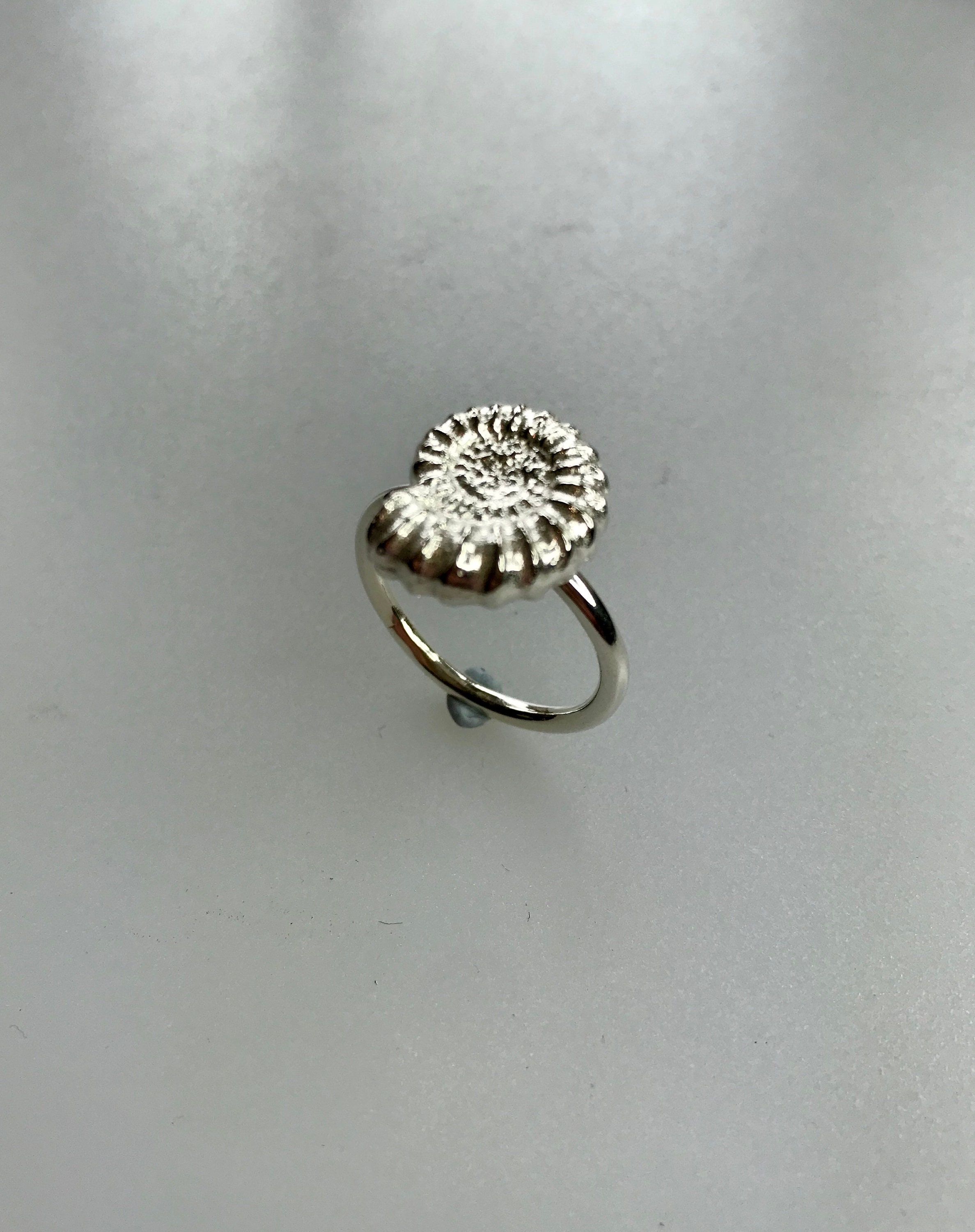 Ammonite Ring Sterling Silver Sand Cast Ammonite on a | Etsy